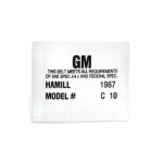 E13924 LABEL-SEAT BELT-HAMILL C-10 WITH DATE STAMPING SERVICE-67 NO LONGER AVAILABLE