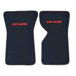 E14839LC MAT SET-FLOOR-CUT PILE-WITH EMBROIDERED CORVETTE LOGO-COLORS-PAIR-77