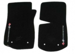 E15013 MAT SET-FLOOR-LLOYD'S VELOURTEX-WITH APPLIQUE CORVETTE W-CROSS FLAGS LOGO-COLORS-PAIR-68-82