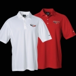 Click Here For Full Product Info E15468 SHIRT-POLO-CORVETTE 60TH ANNIVERSARY EMBROIDERED EMBLEM-WHITE