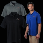 Click Here For Full Product Info E15469 SHIRT-POLO-C6 CORVETTE EMBROIDERED EMBLEM-100% POLYESTER-BLACK