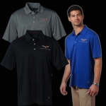 E15470 SHIRT-POLO-C6 CORVETTE EMBROIDERED EMBLEM-100% POLYESTER-BLUE