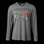Click Here For Full Product Info E15531 SHIRT-LONG SLEEVE-GREY-CORVETTE DECALS-BLENDED COTTON-NO LONGER AVAILABLE