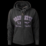 Click Here For Full Product Info E15533 SWEATSHIRT-JUNIORS-HOODED-ZIP-HEATHER BLACK-BLENDED COTTON