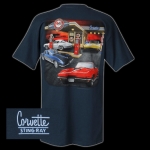 Click Here For Full Product Info E15550 SHIRT-CORVETTE SERVICE STATION-BLUE DUSK