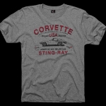 Click Here For Full Product Info E15557 SHIRT-CORVETTE SIX GENERATONS STRONG-GREY-BLENDED COTTON