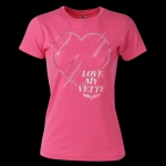 E15611 SHIRT-LADIES-JUNIORS-CORVETTE HIP HEART C6 LOGO-BLENDED COTTON-HEATHER HOT PINK