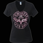 Click Here For Full Product Info E15613 SHIRT-LADIES-CORVETTE POSTAGE SEAL V-NECK-BLACK