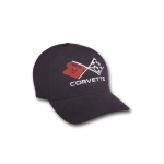 E15659 CAP-CORVETTE CROSSFLAG-BLACK