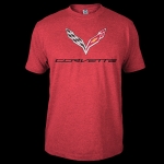 Click Here For Full Product Info E15812 SHIRT-MEN'S C7 CORVETTE-BLENDED COTTON-HEATHER RED