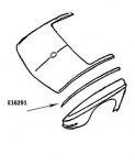 Click Here For Full Product Info E16291 BONDING STRIP-REAR FENDER-UPPER-PRESS MOLDED-GRAY-RIGHT HAND-63-66