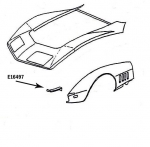 E16497 BONDING STRIP-PANEL-FRONT LOWER-PRESS MOLDED-BLACK-LEFT HAND-68-72