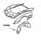 Click Here For Full Product Info E16566 SKIRT-INNER FENDER-PRESS MOLDED-GRAY-LEFT HAND-73-79