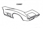 E16687 FRONT END-HALF-DOOR TO CENTER OF HOOD-HAND LAYUP-NO BARS-RIGHT HAND-70-72
