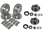 E17465 ROTOR SET-BRAKE-FRONT & REAR-HEAVY DUTY-WITH ORGANIC PADS-NEW HUB ASSEMBLY-69-82