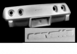 E17790 BUMPER-REAR-FIBERGLASS-WITH EMBLEM INDENT-E-ZEE FIT FLEX-HAND LAYUP-76E