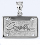 E18858 JEWELRY-LICENSE PLATE-.925 STERLING SILVER-CORVETTE STING RAY