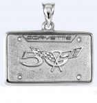 E18860 JEWELRY-LICENSE PLATE-.925 STERLING SILVER-CORVETTE 50TH ANNIVERSARY