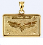 E19397 JEWELRY-LICENSE PLATE-14K GOLD PLATE OVER .925 STERLING SILVER-CORVETTE CENTENNIAL