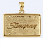 E19400 JEWELRY-LICENSE PLATE-14K GOLD PLATE OVERV .925 STERLING SILVER-CORVETTE STINGRAY