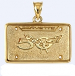 E19401 JEWELRY-LICENSE PLATE-14K GOLD PLATE OVER .925 STERLING SILVER-CORVETTE 50TH ANNIVERSARY