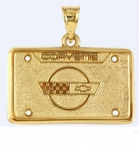 E19405 JEWELRY-LICENSE PLATE-14K GOLD PLATE OVER .925 STERLING SILVER-CORVETTE C4 EMBLEM