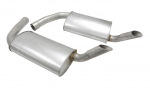 E19799 MUFFLER-STAINLESS STEEL-TURBO-2.5 INCH-FOR DUAL PIPES-PAIR-74-79