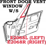 E2068R WEATHERSTRIP-FRONT DOOR VENT WINDOW-CONVERTIBLE-USA-RIGHT-63-67