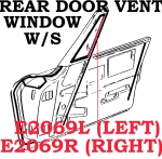 E2069R WEATHERSTRIP-REAR DOOR VENT WINDOW-CONVERTIBLE-USA-RIGHT-63-67