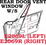 Click Here For Full Product Info E2069R WEATHERSTRIP-REAR DOOR VENT WINDOW-CONVERTIBLE-USA-RIGHT-63-67