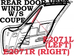 Click Here For Full Product Info E2071L WEATHERSTRIP-REAR DOOR VENT WINDOW-COUPE-USA-LEFT-63-67