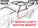 E2075R WEATHERSTRIP-DOOR MAIN-COUPE-USA-RIGHT-69-77
