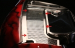 Click Here For Full Product Info E22026 PLATE-INNER FENDER-PERFORATED-POLISHED STAINLESS STEEL-2 PIECES-97-04
