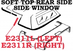 E2311R WEATHERSTRIP-SOFT TOP CONVERTIBLE-REAR SIDE WINDOW-USA-RIGHT-86-96