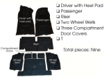 E5932 CARPET SET-COMPLETE-CONVERTIBLE-4 SPEED-80-20 LOOP-WITH PAD-71-75