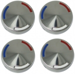 CAP SET - KNOCK OFF WHEEL SPINNER - POLISHED STAINLESS STEEL - USA - 4 PIECES - 63 - 66