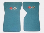 EC975LF MAT SET-FLOOR-80-20 LOOP-WITH EMBROIDERED CROSS FLAGS LOGO-COLORS-PAIR-70-72