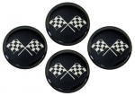 E1532 EMBLEM SET-WHEEL-CROSS FLAG-BLACK-2-SET OF 4