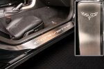 Click Here For Full Product Info E21323 Sill Plate-Door-Etched C6 Emblem-Polished or Brushed-Stainless Steel-Pair-05-13