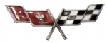 Click Here For Full Product Info E16230 EMBLEM-FRONT SIDE FENDER-CROSS FLAGS-DARK RED-EACH-USA-77L-79