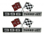 Click Here For Full Product Info E3157 EMBLEM SET-FRONT SIDE FENDER-396 TURBO-JET-WITH FASTENERS-PAIR-65