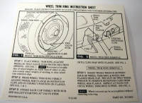 13024 INSTRUCTION CARD-RALLY WHEEL TRIM RING-GLOVE BOX OWNERS MANUAL-67-72