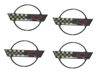 E12540 EMBLEM SET-WHEEL-CENTER CAP-3 DOMED-BLACK-4 PIECES-91-96