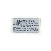E13921 LABEL-SEAT BELT-ORIGINAL STYLE WOVEN CORVETTE-65