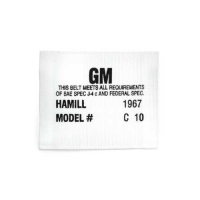 E13924 LABEL-SEAT BELT-HAMILL C-10 WITH DATE STAMPING SERVICE-67 NO LONGER AVAILABLE