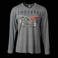 E15531 SHIRT-LONG SLEEVE-GREY-CORVETTE DECALS-BLENDED COTTON-NO LONGER AVAILABLE