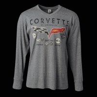 E15531 SHIRT-LONG SLEEVE-GREY-CORVETTE DECALS-BLENDED COTTON