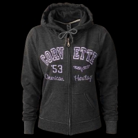 E15533 SWEATSHIRT-JUNIORS-HOODED-ZIP-HEATHER BLACK-BLENDED COTTON