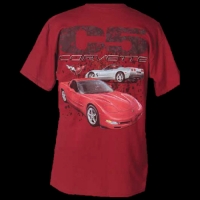 E15585 SHIRT-C5 CORVETTES WITH SPLATTER-RED-NO LONGER AVAILABLE