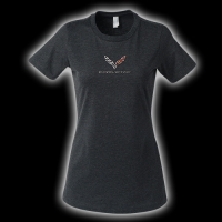 E15814 SHIRT-LADIES-C7 CORVETTE-BLENDED COTTON-HEATHER BLACK